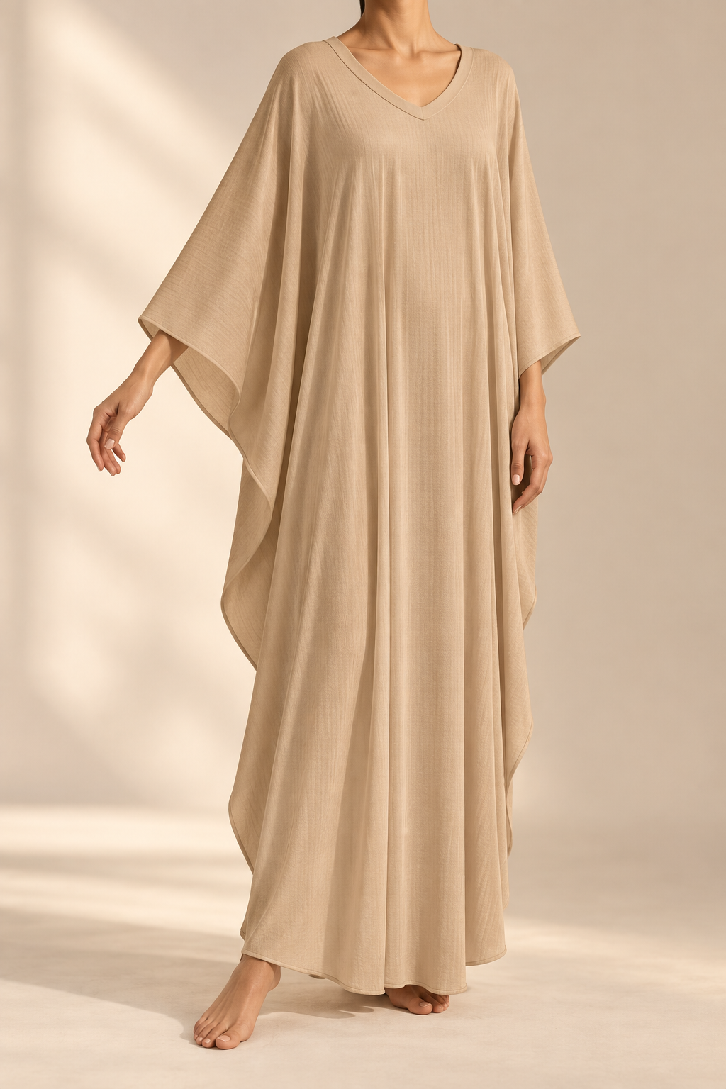 Sand Kaftan · pose · AI-assisted editorial image