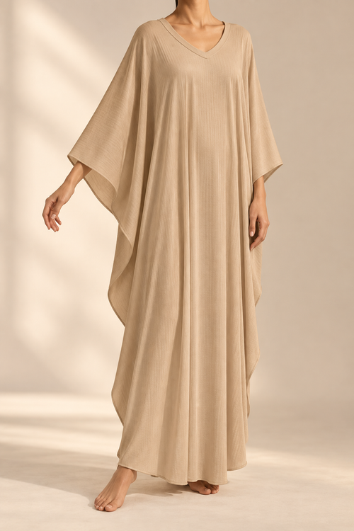 Sand Kaftan · pose · AI-assisted editorial image