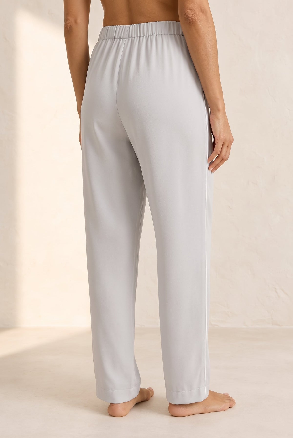 KANAN Womens Pyjama Trousers (Silver) — AI-assisted silk-variant detail; original supplier views retained